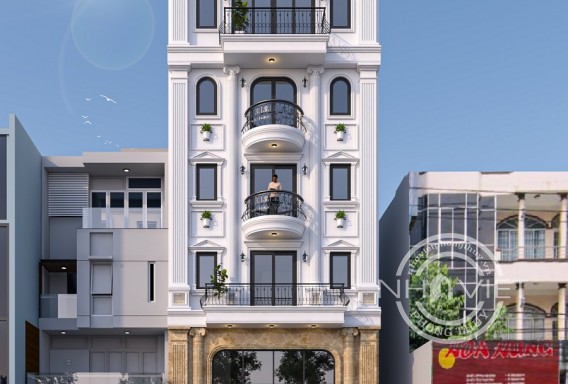 Mẫu nhà phố kết hợp kinh doanh 5 tầng tân cổ điển hút mắt tại Thanh Xuân, Hà Nội