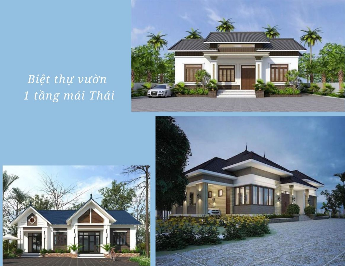 Thiết kế nhà vườn 1 tầng mái Thái 2 mặt tiền, 03 phòng ngủ - BT180 · Kiến  trúc Duy Tân